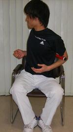 棒体操　身体ねじり運動　右ねじりStick physical exercise body twist movement right twist